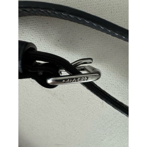 COACH Navy Blue Pebble Leather Buckle Adjustable Shoulder Strap Silver Hardware - Picture 5 of 5